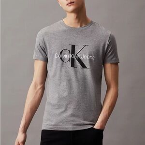 Calvin Klein Jeans Charcoal Logo T-Shirt | USA Large - L